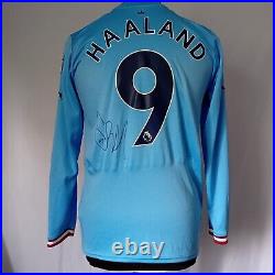 Manchester City Number 9 Home Treble Shirt Signed Erling Haaland