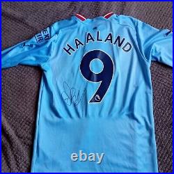 Manchester City Number 9 Home Treble Shirt Signed Erling Haaland