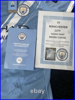 Manchester City Rayan Cherki Signed Shirt COA, Original, Certified Private