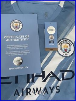 Manchester City Rayan Cherki Signed Shirt COA, Original, Certified Private