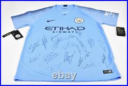 Manchester City Squad Signed Shirt From 2018/19 Season The Quadruple Winners