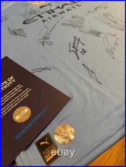 Manchester City Squad Treble Winning Season 2022-2023 Shirt Club COA 16 Sigs