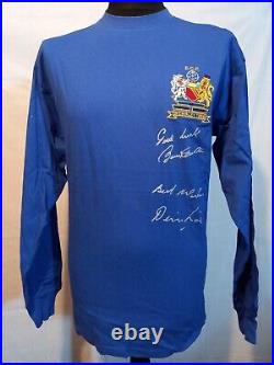 Manchester United 1968 Retro Shirt Signed Bobby Charlton Denis Law Guarantee