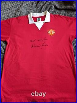 Manchester United 1970'S Retro Shirt Signed Denis Law Guarantee