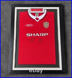Manchester United 1999 Champions League Final Shirt Signed Solskjær + Sheringham