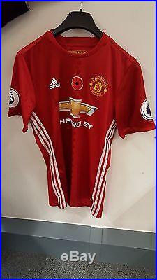 Manchester United Poppy Premier League Match Day Shirt MATCH WORN AND SIGNED
