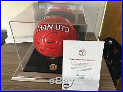 Manchester United Squad Signed Ball X16 + Display Case Offical Club Issued Coa
