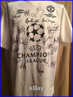 Manchester United Treble Multi Signed Shirt Champions League 99 With Guarantee