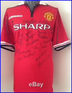 Manchester United Treble Shirt Signed By George Best & 14 Legends With Guarantee