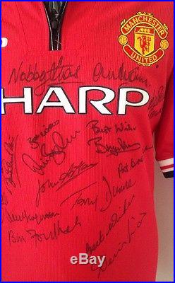 Manchester United Treble Shirt Signed By George Best & 14 Legends With Guarantee