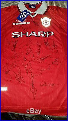 Manchester United Treble Winning Champions League Shirt 1999 Signed by Squad