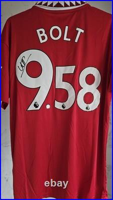 Manchester United Usian Bolt Hand Signed Shirt