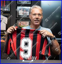 Marco Van Basten Signed AC Milan Shirt Retro, Number 9 Gift Box