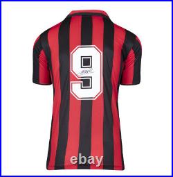 Marco Van Basten Signed AC Milan Shirt Retro, Number 9 Gift Box