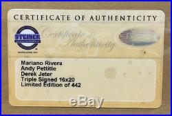 Mariano Rivera FINAL Derek Jeter pettitte Signed Framed 16x20 Photo /442 STEINER