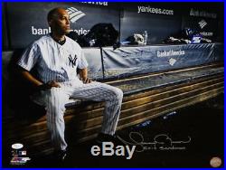 Mariano Rivera Signed NY Yankees 16x20 PF Photo On Bench with Insc-JSA Aut