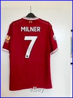 Match Worn Hand Signed James Milner Liverpool FC Poppy Shirt with COA