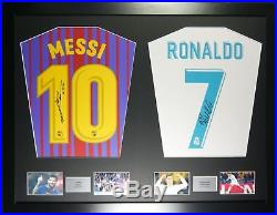 Messi and Ronaldo Signed Shirt Display with COA