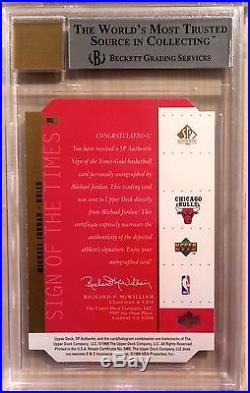 Michael Jordan 1998-99 SP Authentic Sign of the items Gold Auto Autograph BGS 9