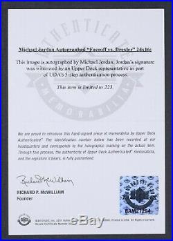 Michael Jordan Auto Autograph Signed UDA 24 x 16 Photo Faceoff vs Drexler /223