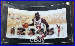 Michael Jordan Bulls signed pano Photo 6 Finals MVP Championships Framed UDA Coa