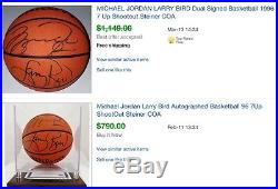Michael Jordan & Larry Bird 7up Shootout Signed Autograph Basketball Steiner