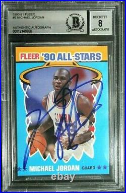 Michael Jordan Signed Auto 1990 -91 Fleer NBA All Stars #5 Autographed Card BAS