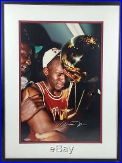 Michael Jordan Signed Autographed 16x20 Championship Photograph UDA Upper Deck
