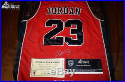 Michael Jordan Signed Chicago Bulls Autograph NBA Basketball RED Jersey M L COA