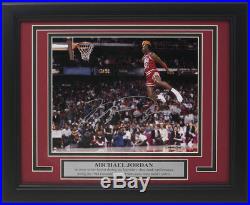 Michael Jordan Signed Framed Bulls 8x10 1988 Slam Dunk Contest Photo Upper Deck