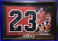 Michael Jordan Signed Framed Jersey Numbers Display 20.5x15 AUTO UDA Bulls RARE
