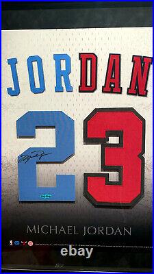 Michael Jordan Signed Framed Uda Chicago Bulls Unc 23 Jersey Numbers Upper Deck
