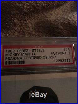 Mickey Mantle 1974 Hall Of Fame Yankee Signed Perez Steele Celebration Psa Dna