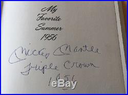 Mickey Mantle Signed Book Rare Autograph Inscription Triple Crown 1956 PSA DNA