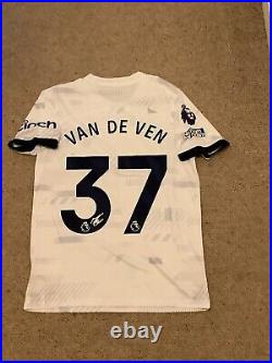 Micky Van De Ven Signed Tottenham Hotspur 23/24 Home Shirt-photo Proof