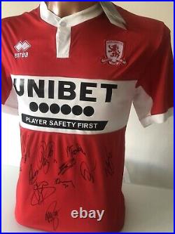 Middlesbrough Squad Signed 2022/23 Home Shirt PROOF