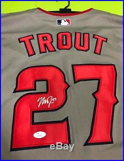 Mike Trout Signed AUTO JSA Angels Majestic On-Field Cool Base Jersey Gray MVP