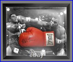 Mike Tyson Hand Signed Red Boxing Glove Presented in A Dome Frame. Memorabilia