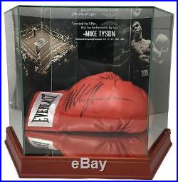 Mike Tyson Signed Everlast Boxing Glove In Photo Background Glove Case JSA