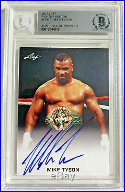Mike Tyson Signed Leaf Trading Card #FE-MT1 Beckett BAS Slabbed Authentic Auto