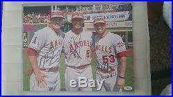 Mike trout albert pujols hector santiago signed autographed jsa angels picture