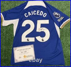 Moisés Caicedo Personally Hand Signed 23/24 Chelsea Home Shirt with COA