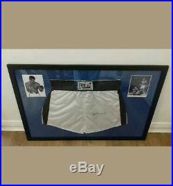 Muhammad Ali framed and signed boxing shorts