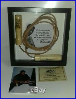 Muhammad Ali signed skipping rope framed with photo and coa proof. Rare