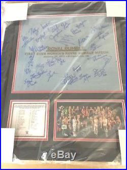 NEW SIGNED WWE EXCLUSIVE FIRST-EVER Women's Royal Rumble Ring Canvas Plaque