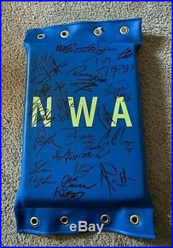 National Wrestling Alliance Ring Used, Signed Turnbuckle Pad, Blue Into the Fire