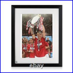 Nemanja Vidic Signed Manchester United Football Photo. Framed