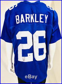 New York Giants Saquon Barkley Signed Jersey Blue Auto Beckett BAS