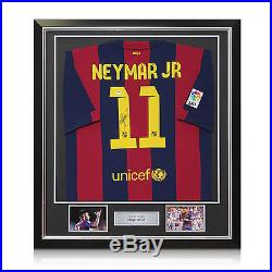 Neymar Jr Signed Framed Barcelona 2014-15 Football Shirt Autographed Jersey