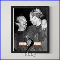 Nobby Stiles Bobby Charlton Manchester United Genuine Signed Autograph Framed